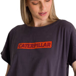 Polera Manga Corta Mujer Diseño Espalda Gris CAT