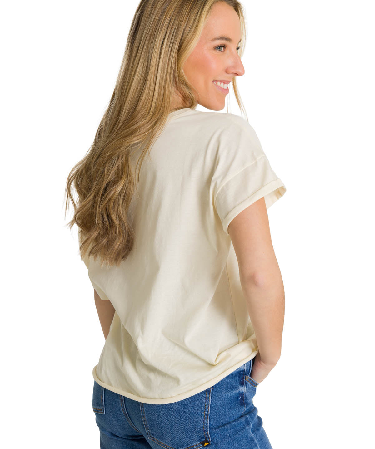 Polera Manga Corta Mujer Diseño Blanco CAT