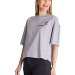 Polera Manga Corta Oversize Mujer Diseño Lila CAT