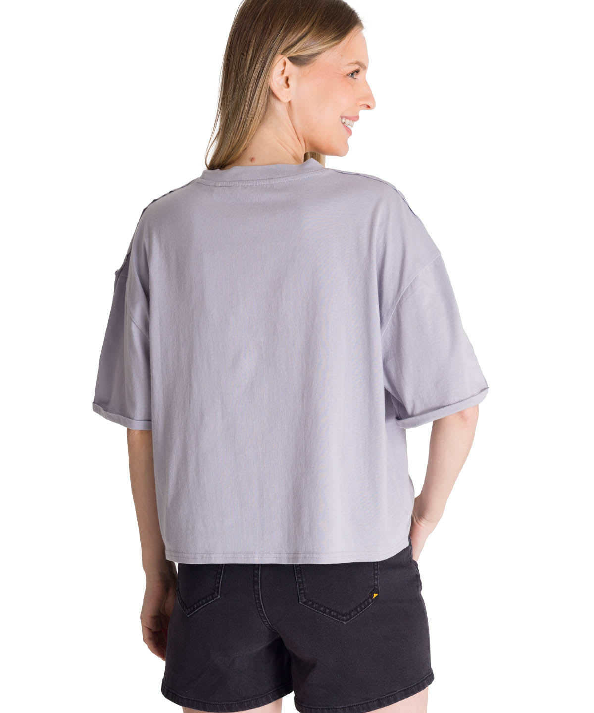 Polera Manga Corta Oversize Mujer Diseño Lila CAT
