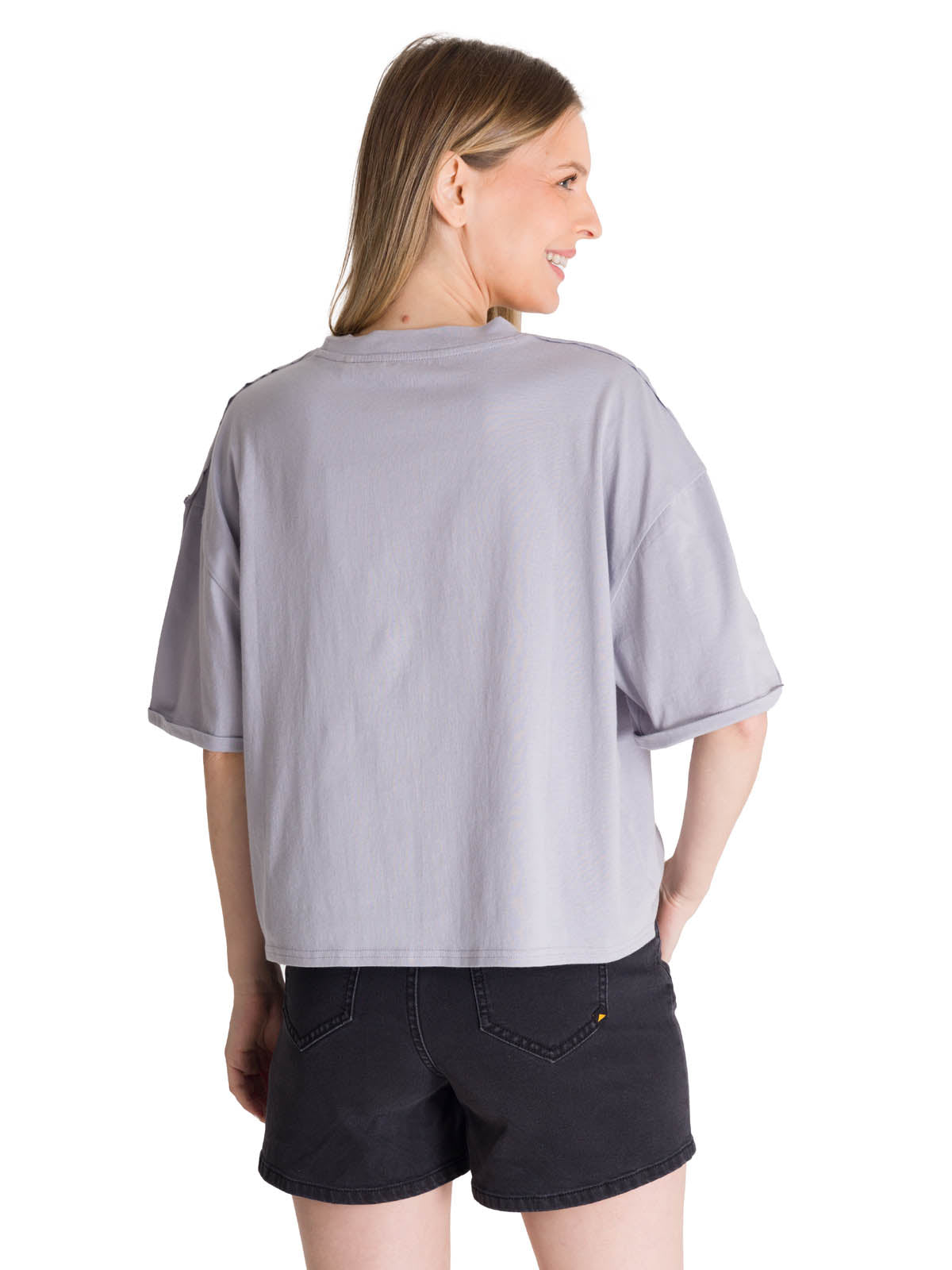 Polera Manga Corta Oversize Mujer Diseño Lila CAT