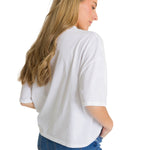 Polera Manga Corta Oversize Mujer Diseño Blanca CAT