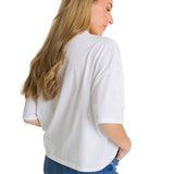 Polera Manga Corta Oversize Mujer Diseño Blanca CAT
