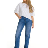 Polera Manga Corta Oversize Mujer Diseño Blanca CAT