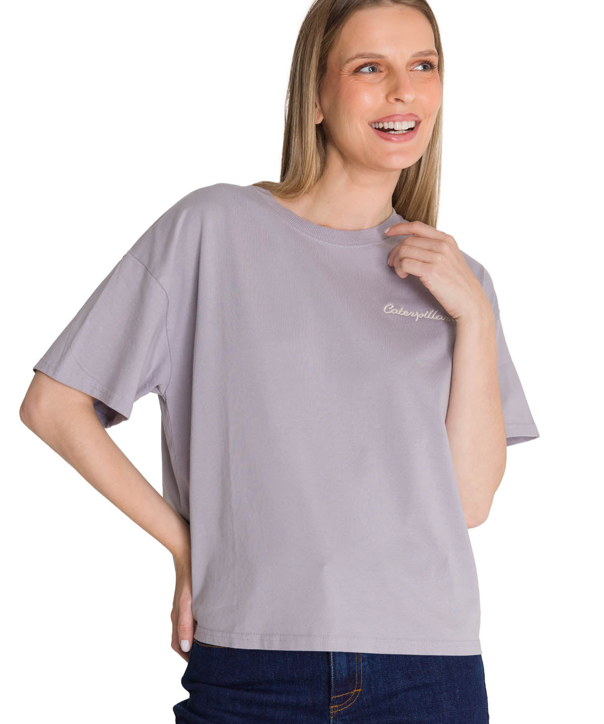 Polera Manga Corta Boxy Mujer Bordato CAT Lila CAT