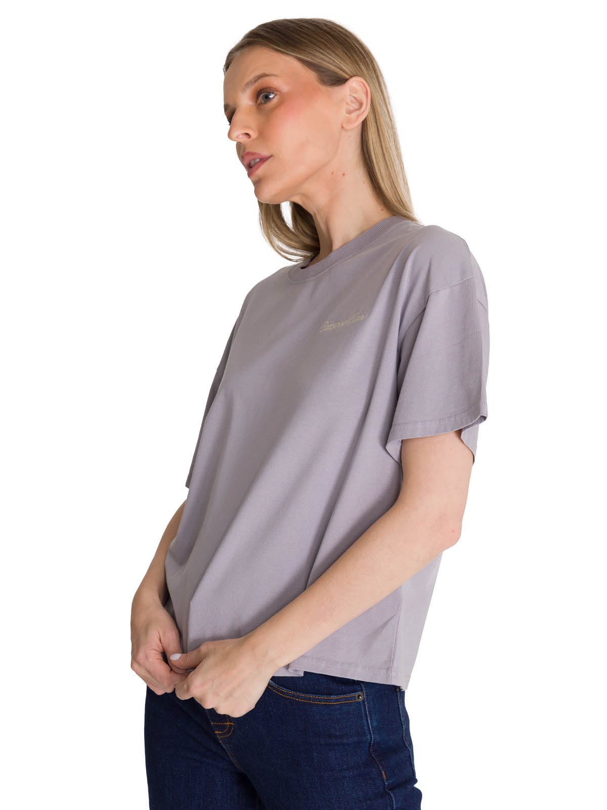 Polera Manga Corta Boxy Mujer Bordato CAT Lila CAT