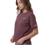Polera Manga Corta Boxy Mujer Heavyweight Emb Burdeo  Cat