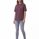 Polera Manga Corta Boxy Mujer Heavyweight Emb Burdeo  Cat