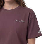 Polera Manga Corta Boxy Mujer Heavyweight Emb Burdeo  Cat
