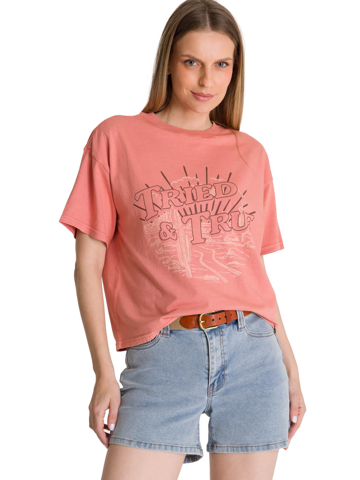 Polera Manga Corta Boxy Mujer Bordato CAT Negra CAT