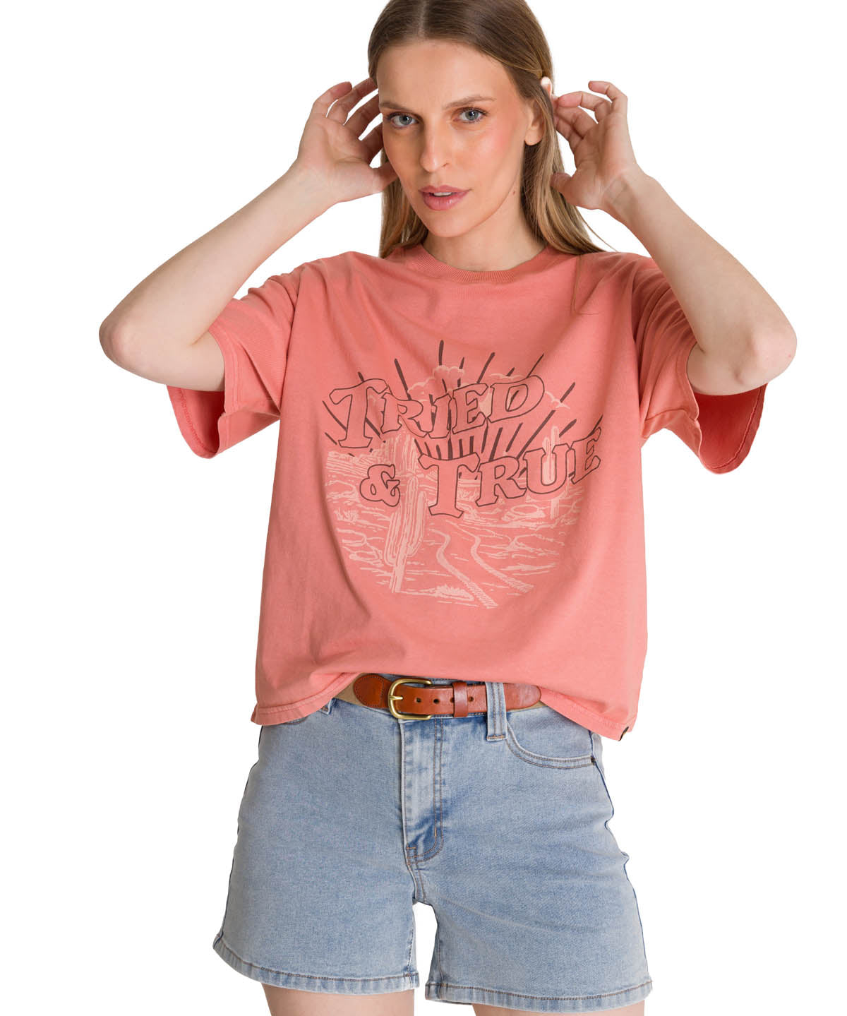 Polera Manga Corta Boxy Mujer Bordato CAT Negra CAT
