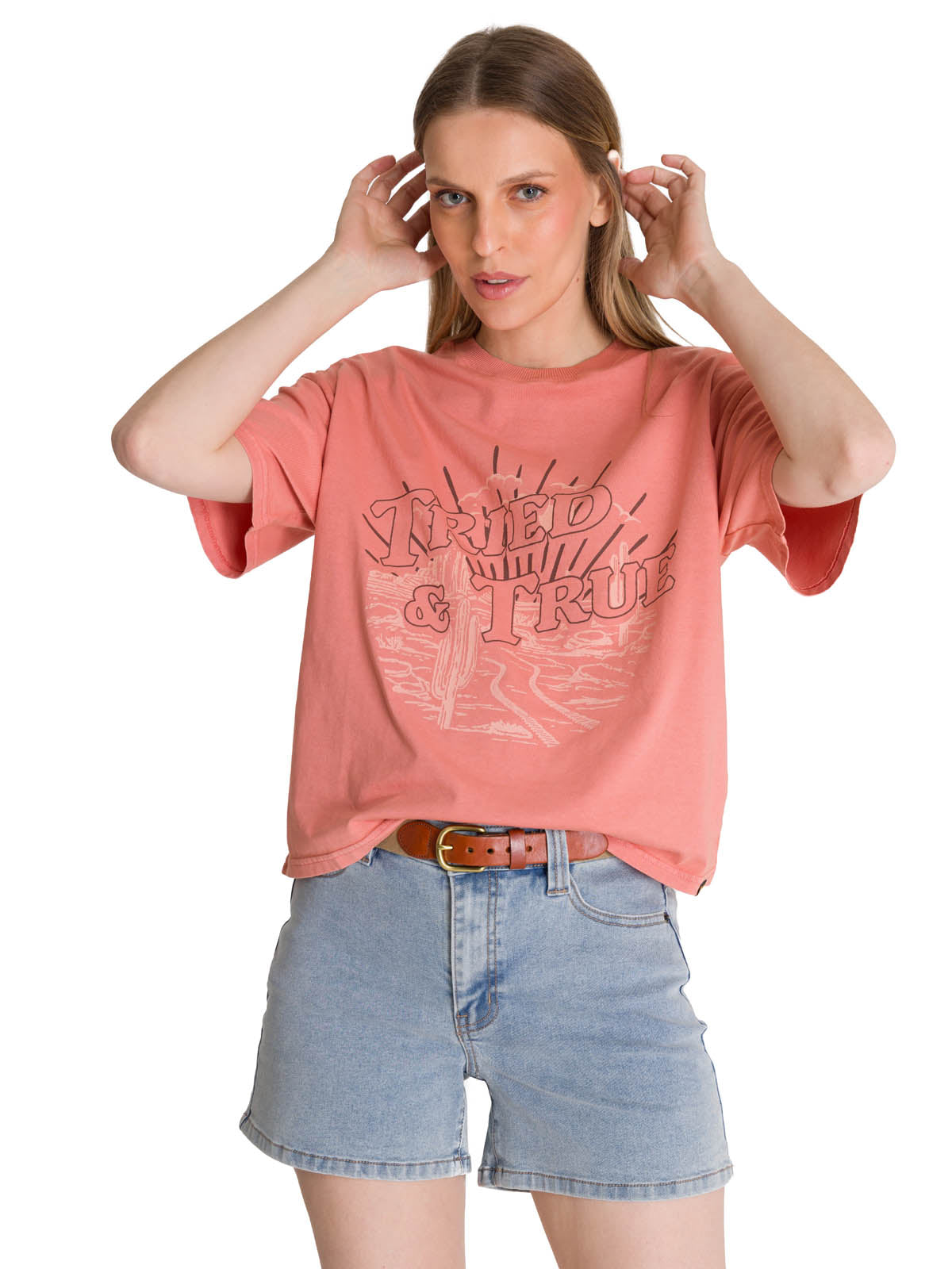 Polera Manga Corta Boxy Mujer Bordato CAT Negra CAT