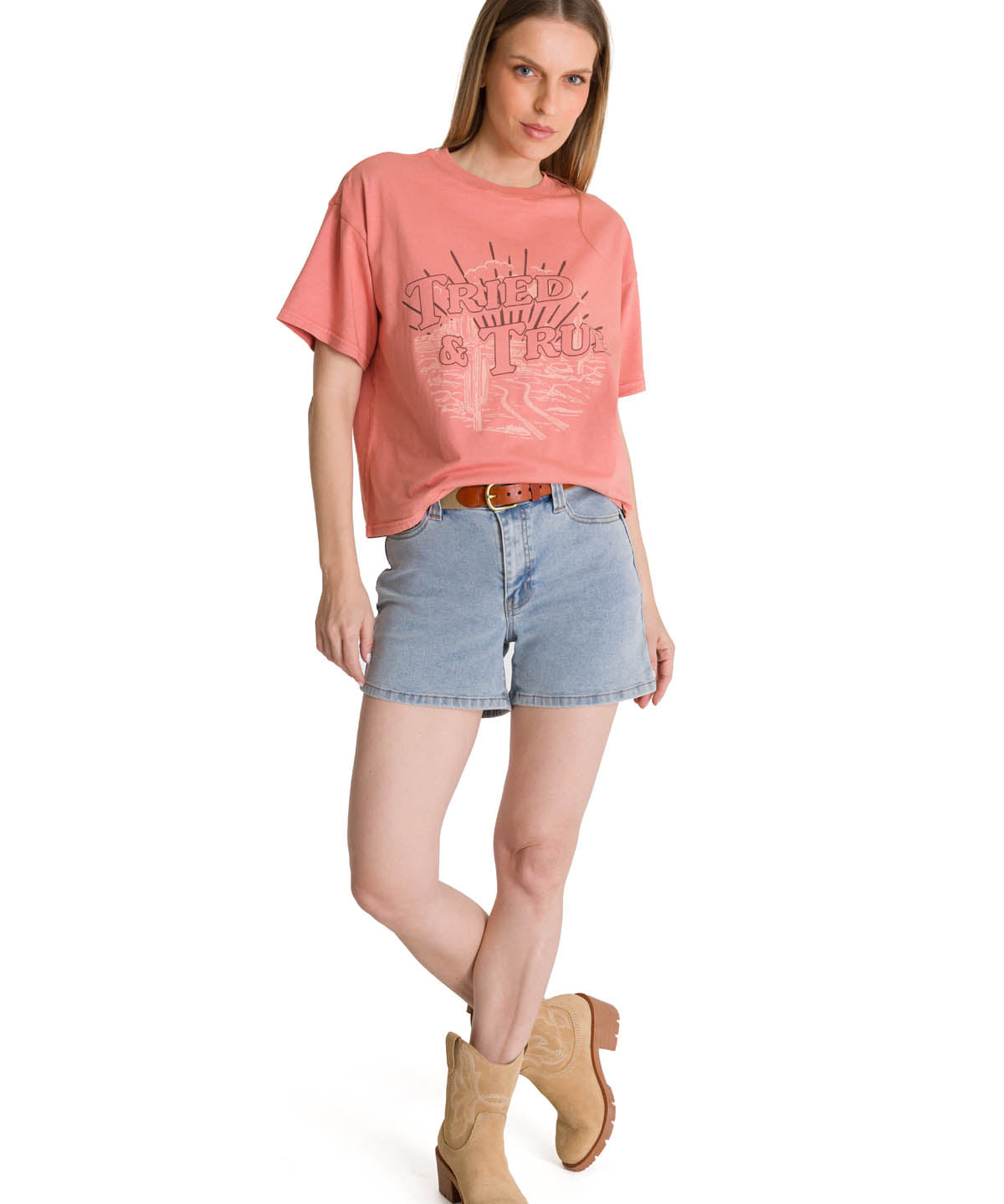 Polera Manga Corta Boxy Mujer Bordato CAT Negra CAT