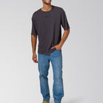 Polera Manga Corta Hombre Slub Knit Relaxed Negro Cat