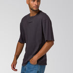 Polera Manga Corta Hombre Slub Knit Relaxed Negro Cat