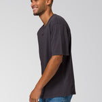 Polera Manga Corta Hombre Slub Knit Relaxed Negro Cat