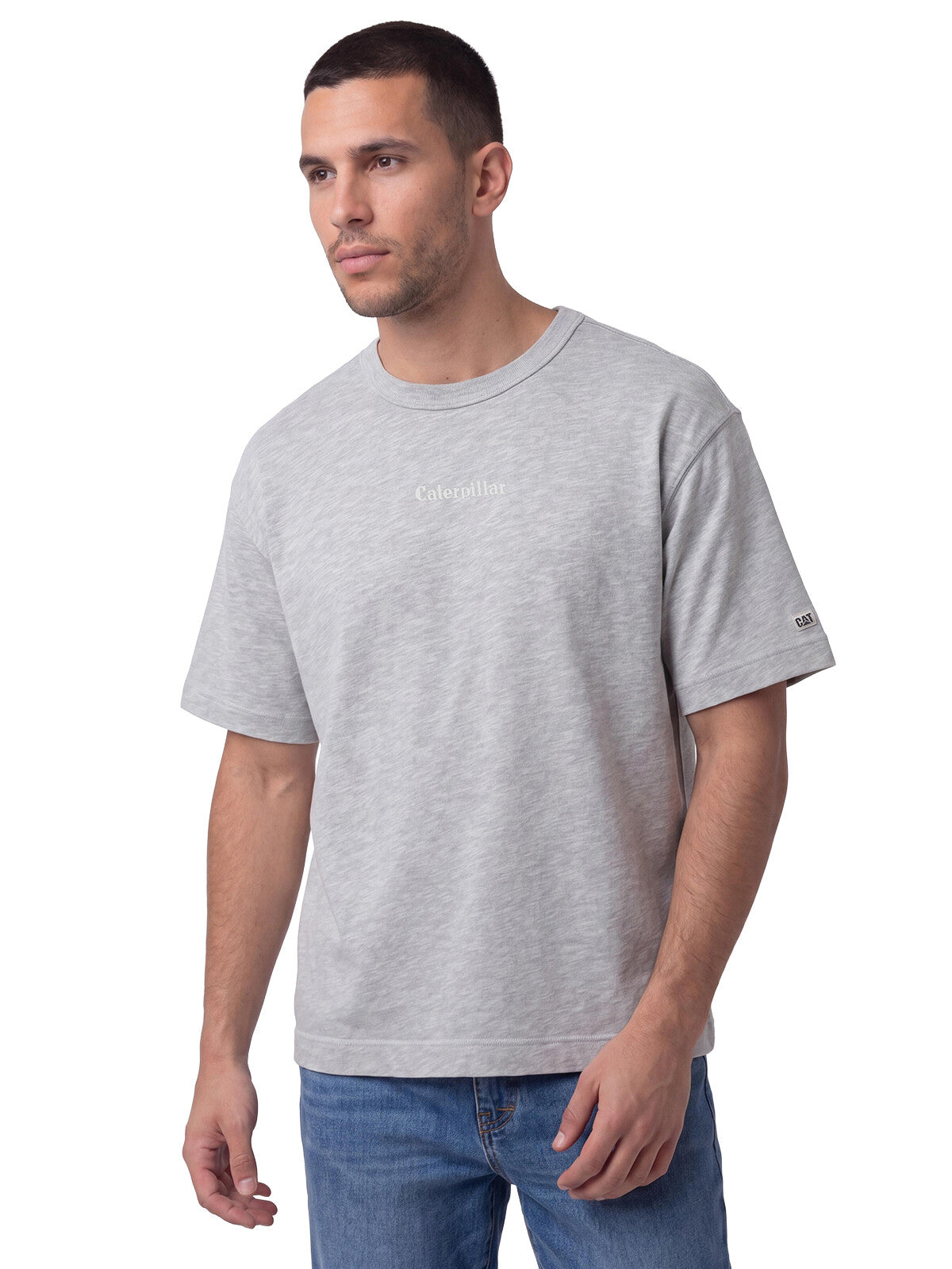 Polera Manga Corta Hombre Slub Knit Relaxed Gris Cat