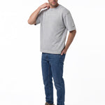 Polera Manga Corta Hombre Slub Knit Relaxed Gris Cat