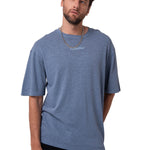 Polera Manga Corta Hombre Slub Knit Relaxed Azul Cat