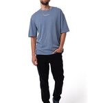 Polera Manga Corta Hombre Slub Knit Relaxed Azul Cat