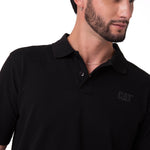 Polera Pique Manga Corta Logo Negro Cat
