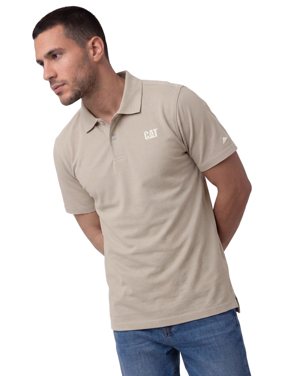 Polera Pique Manga Corta Logo Café Claro Cat
