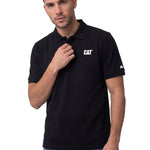 Polera Pique Manga Corta Logo Jersey Negro Cat