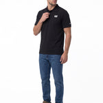 Polera Pique Manga Corta Logo Jersey Negro Cat