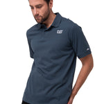Polera Pique Manga Corta Logo Jersey Azul Cat