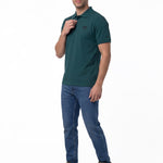 Polera Pique Manga Corta Logo Jersey Petroleo Cat