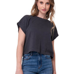 Polera Manga Corta Mujer Slub Knit Fashion Negro Cat