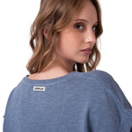 Polera Manga Corta Mujer Slub Knit Fashion Azul Cat
