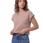 Polera Manga Corta Mujer Slub Knit Fashion Rosa Pálido Cat