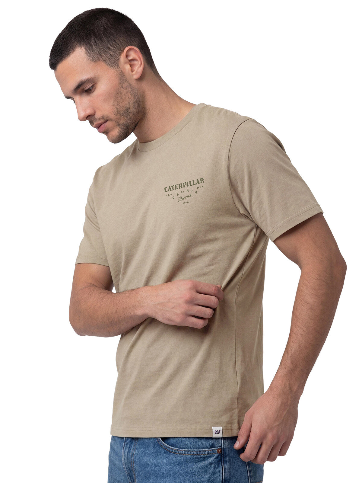 Polera Manga Corta Hombre Heritage Peoria Beige Cat