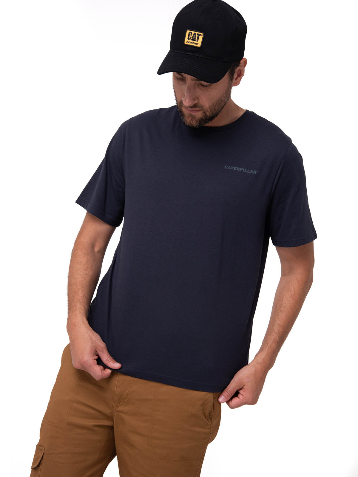 Polera Manga Corta Hombre Heritage Azul Cat
