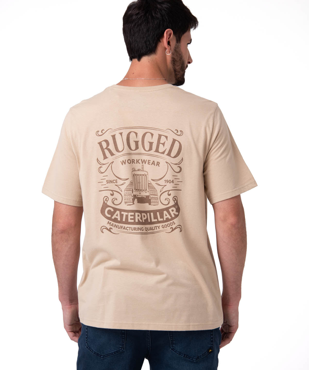 Polera Manga Corta Hombre Heritage Beige Cat