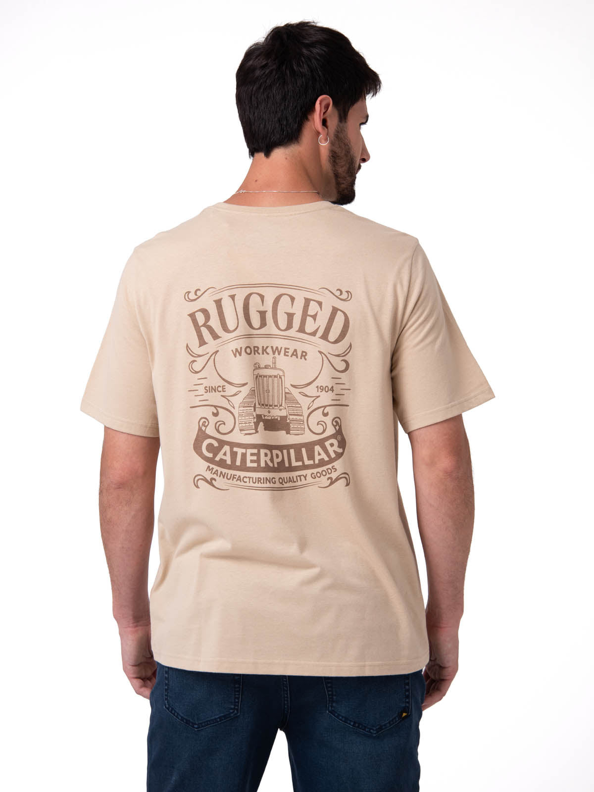 Polera Manga Corta Hombre Heritage Beige Cat