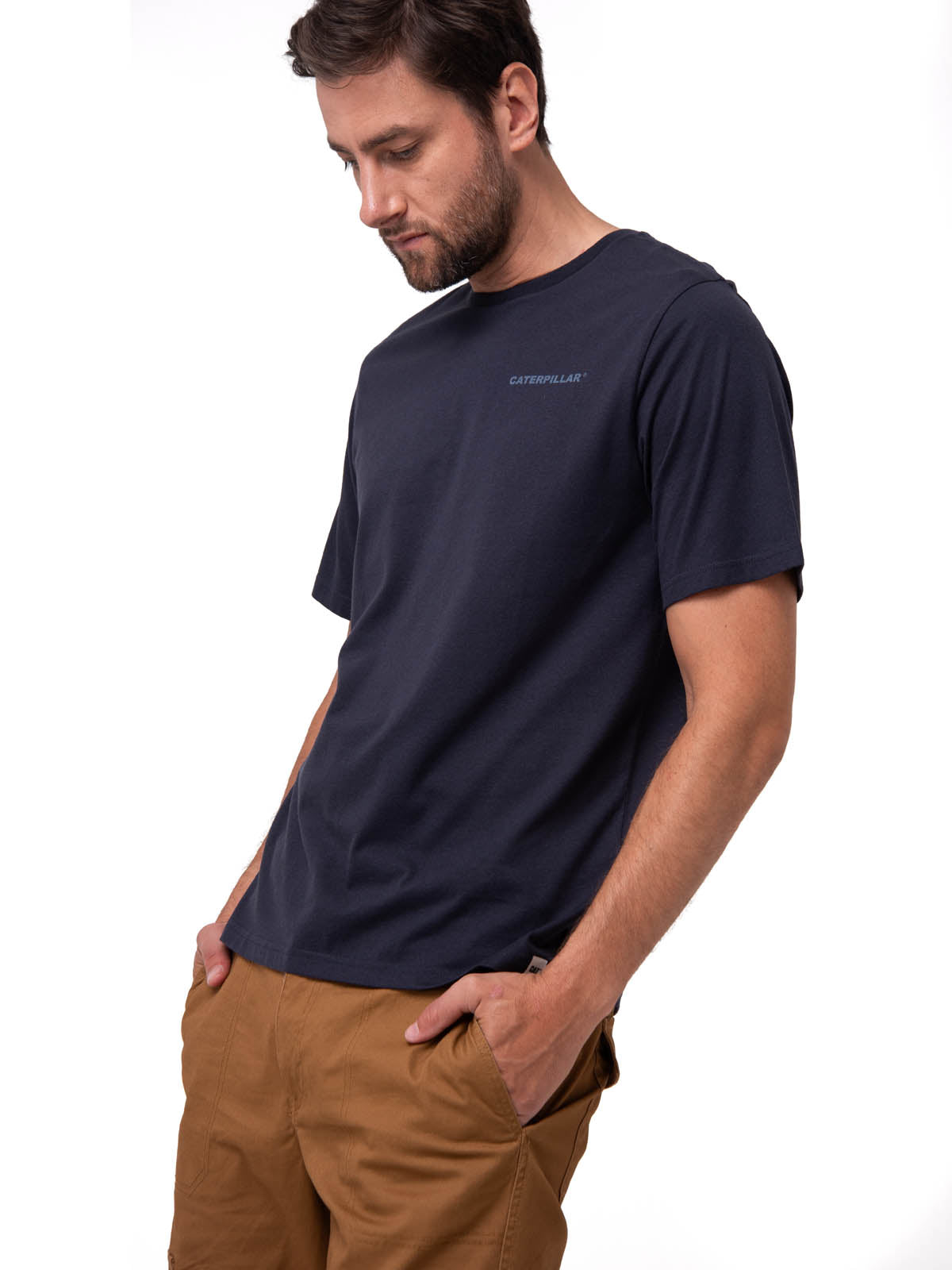 Polera Manga Corta Hombre Heritage Azul Oscuro Cat