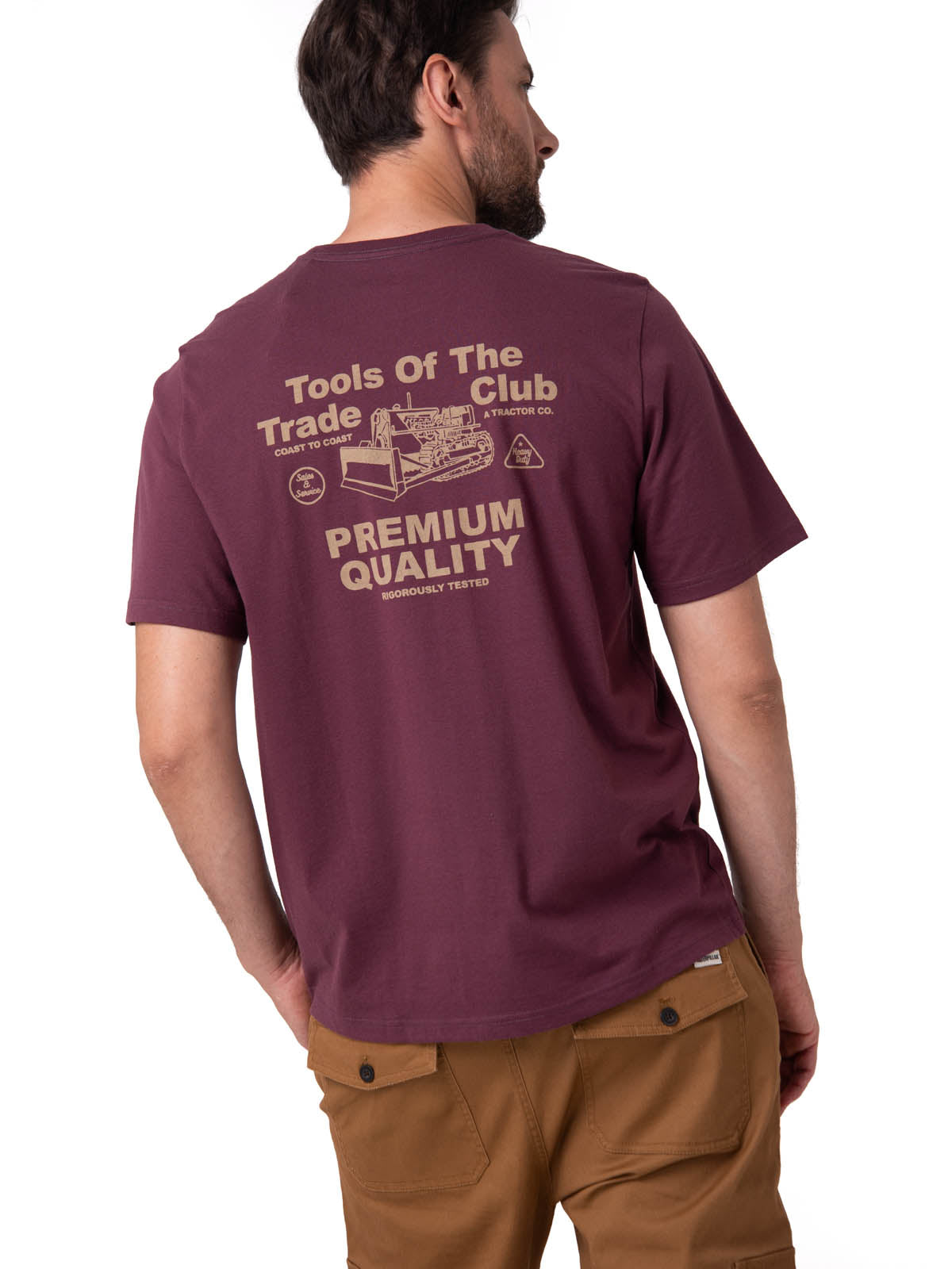 Polera Manga Corta Hombre Heritage Burdeo Cat