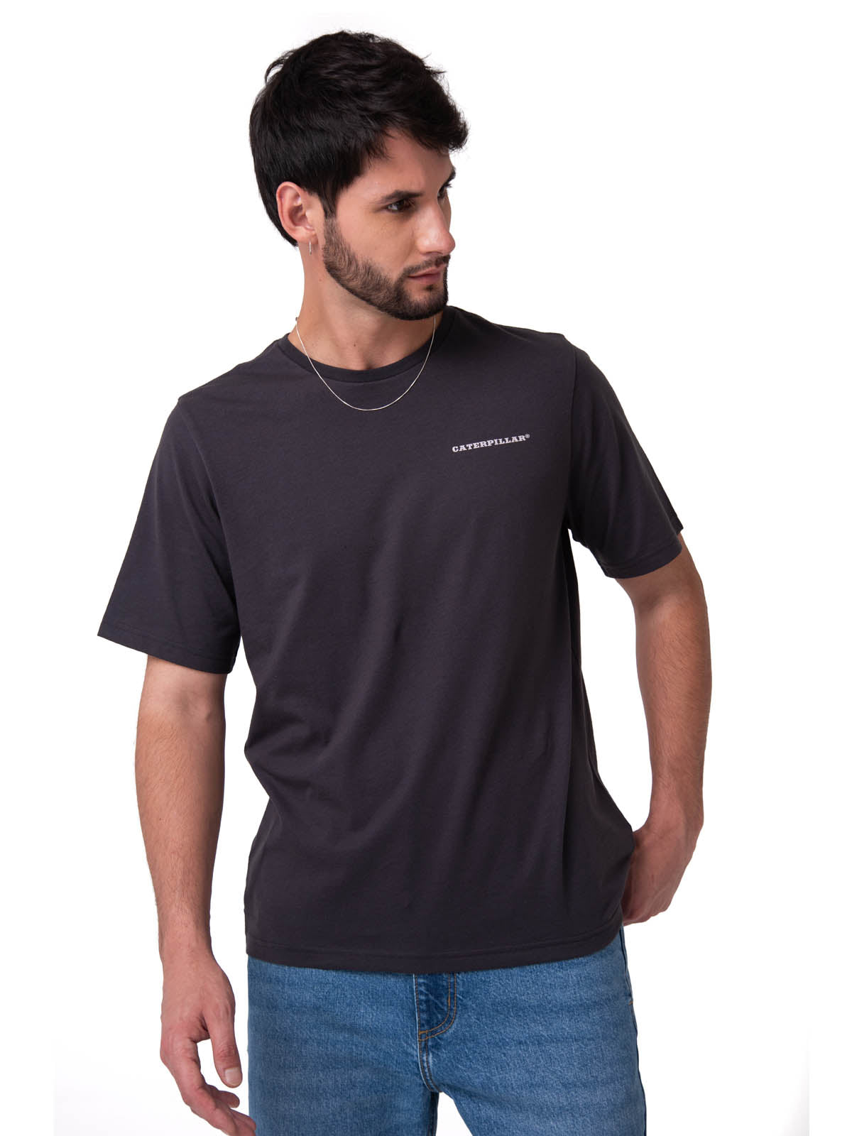 Polera Manga Corta HombreDiseño  Western Gris Oscuro Cat