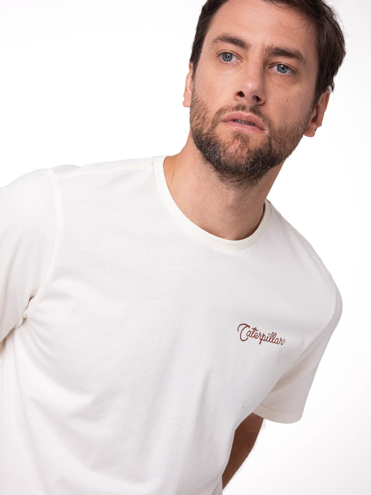 Polera Manga Corta Hombre Western Blanco Cat