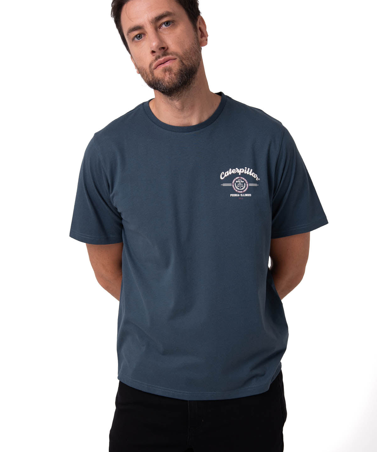 Polera Manga Corta Hombre Varsity Azul Cat
