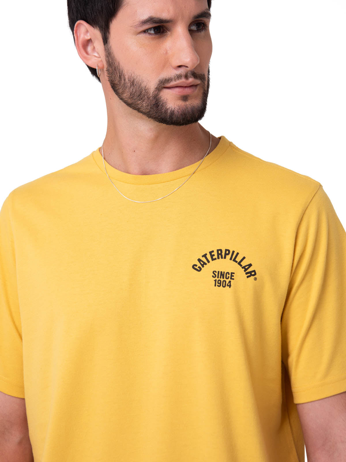 Polera Manga Corta Hombre Graphic Moto Amarillo Cat