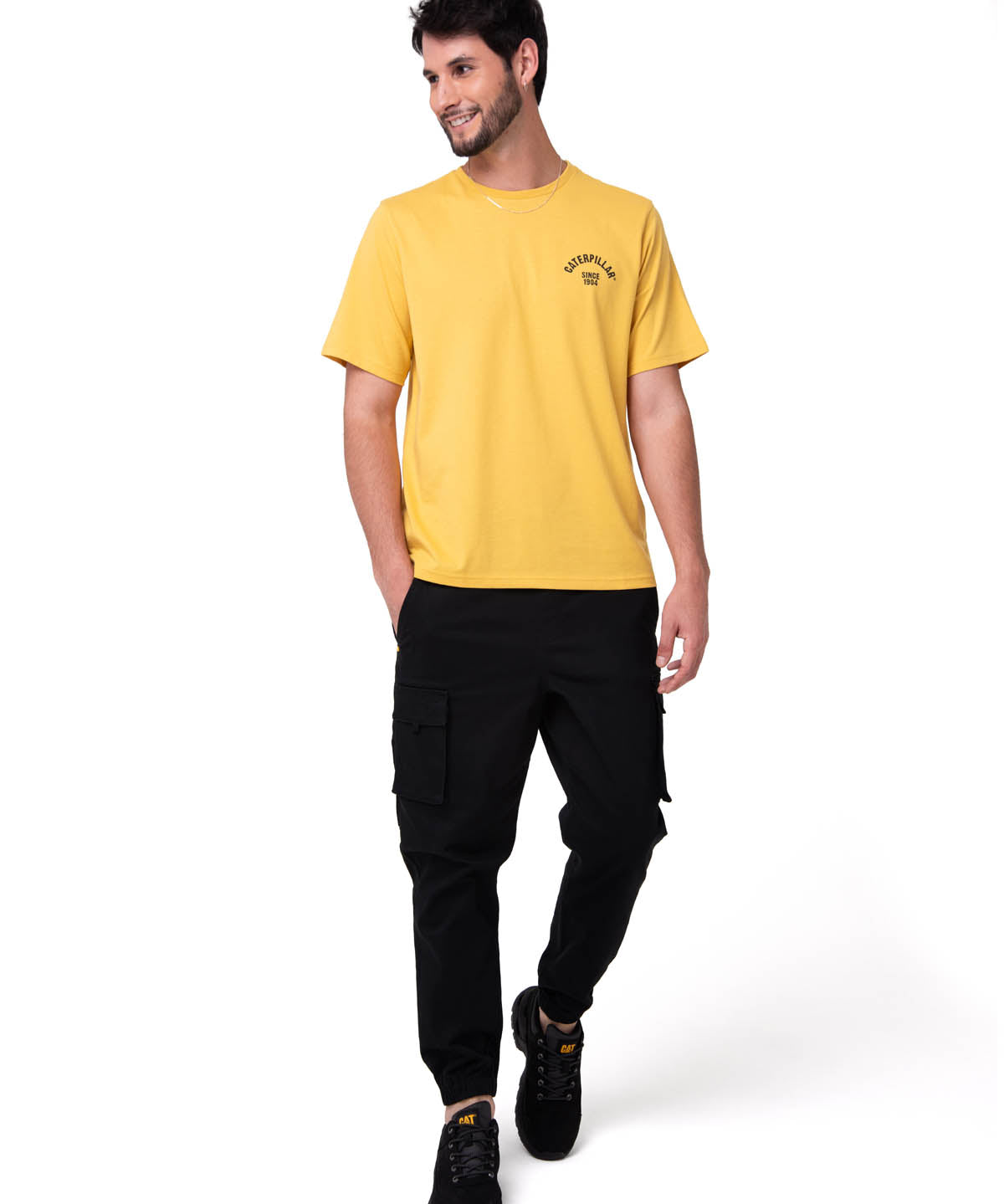 Polera Manga Corta Hombre Graphic Moto Amarillo Cat