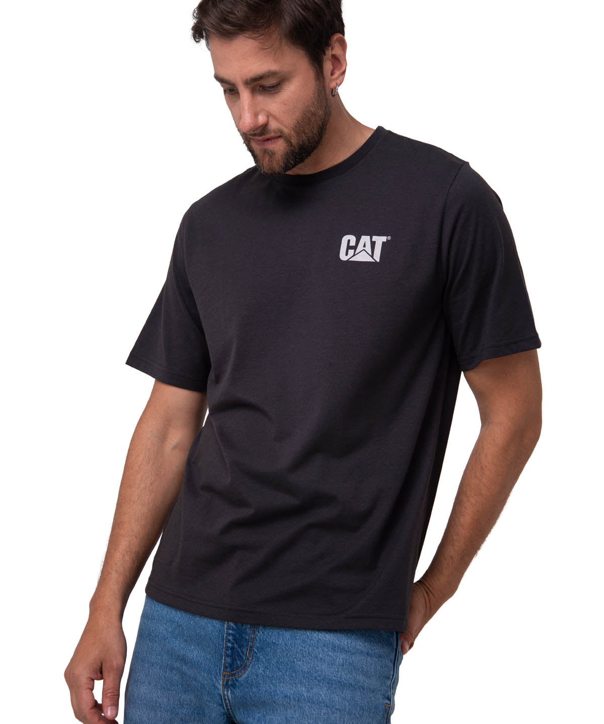 Polera Manga Corta Hombre Graphic Moto Negro Cat