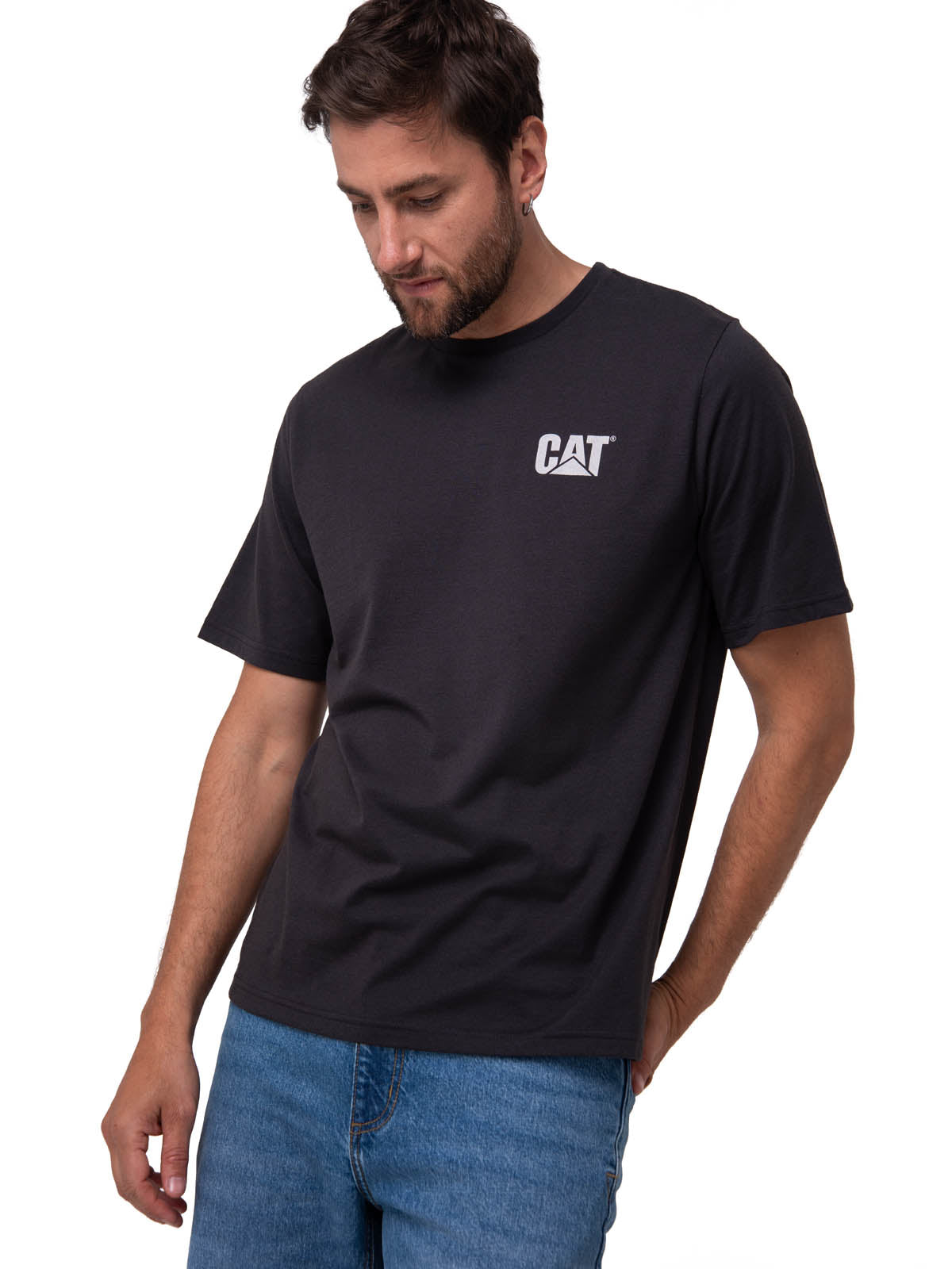 Polera Manga Corta Hombre Graphic Moto Negro Cat