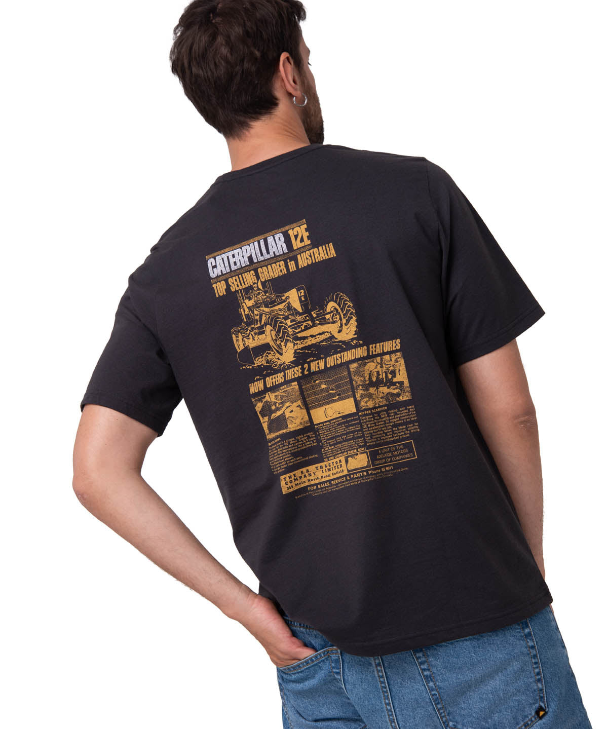 Polera Manga Corta Hombre Graphic Moto Negro Cat