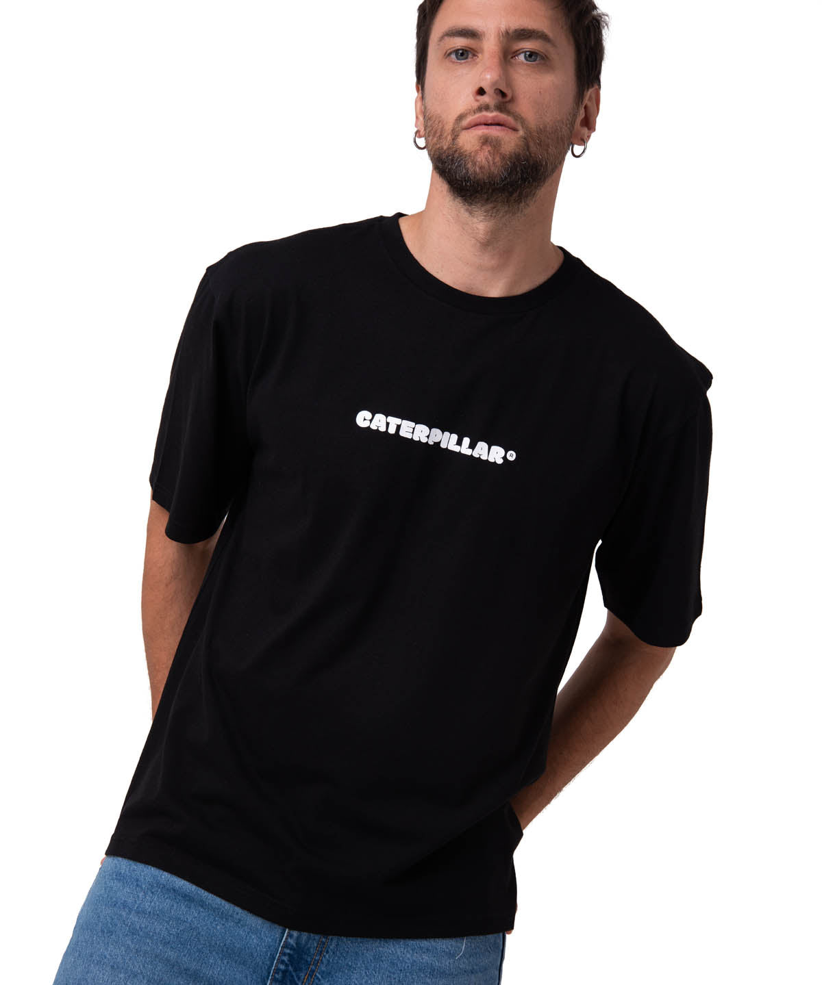 Polera Manga Corta Hombre Diseño SCI FI Negro Cat