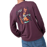 Polera Manga Larga Hombre Diseño SCI FI Burdeo Cat