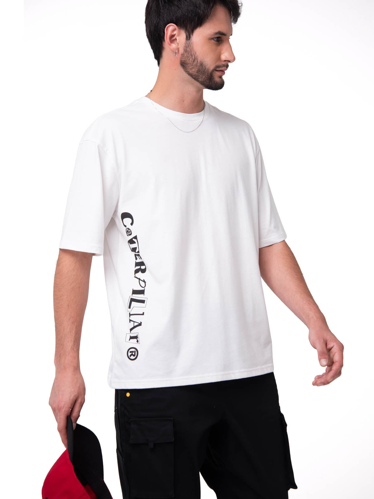 Polera Manga Corta Hombre Diseño SCI FI Blanco Cat